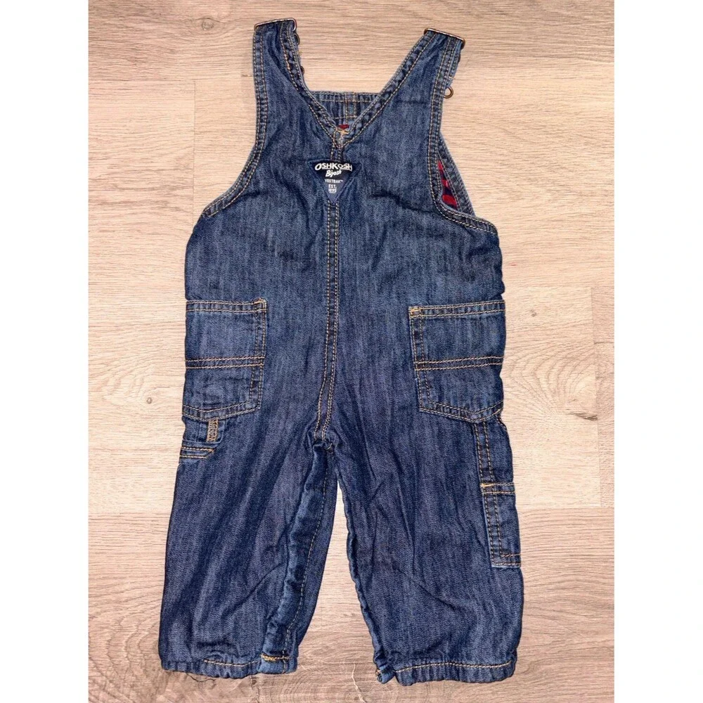 OskKosh‎ flannel lined Overalls Baby Boys or Girls Unisex 6 months